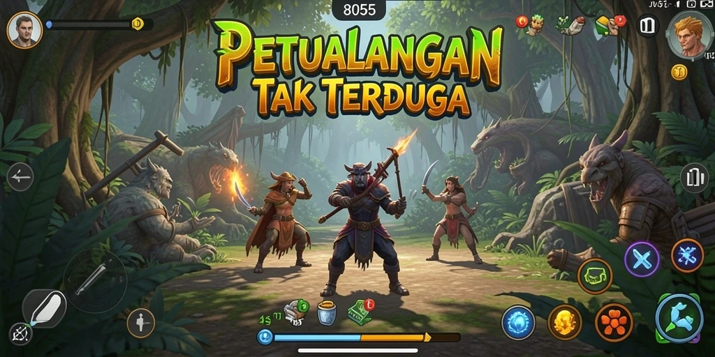 Screenshot gameplay 8055 yang menampilkan petualangan seru.