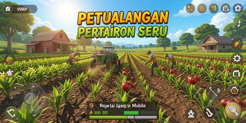 Tampilan screenshot gameplay <strong>99RP</strong> yang menampilkan pertanian yang indah dan segar.