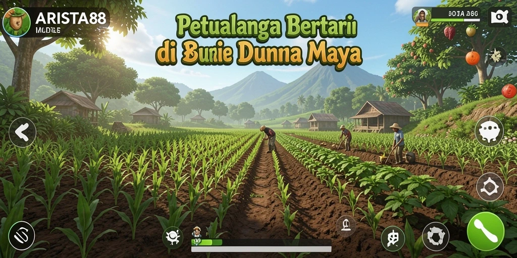 Tampilan gameplay ARISTA88 dengan berbagai aktivitas pertanian yang seru.