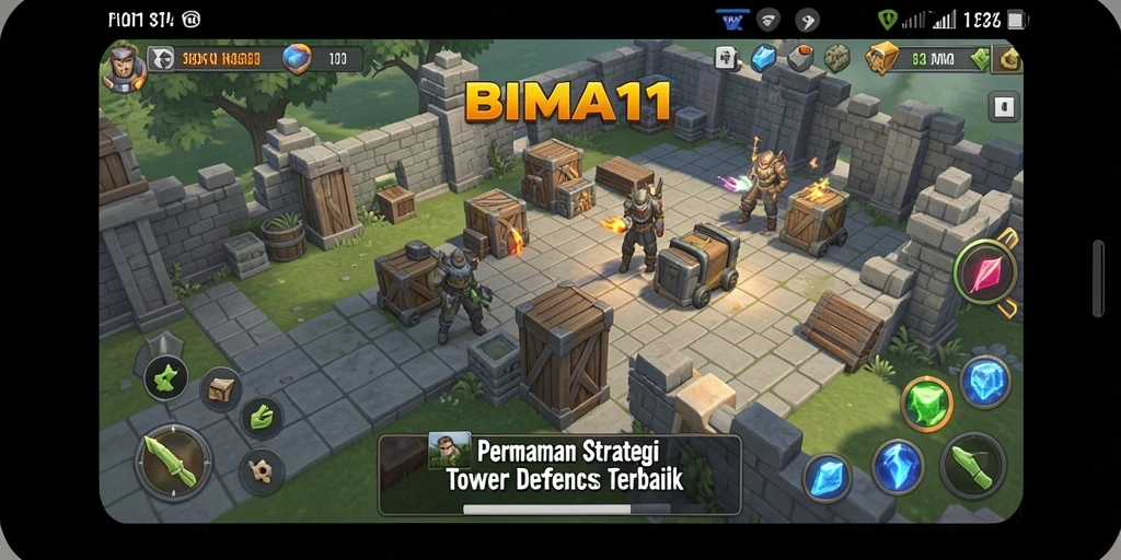 Tangkapan layar BIMA11 menampilkan aksi pertahanan yang mendebarkan di permainan Tower Defense.