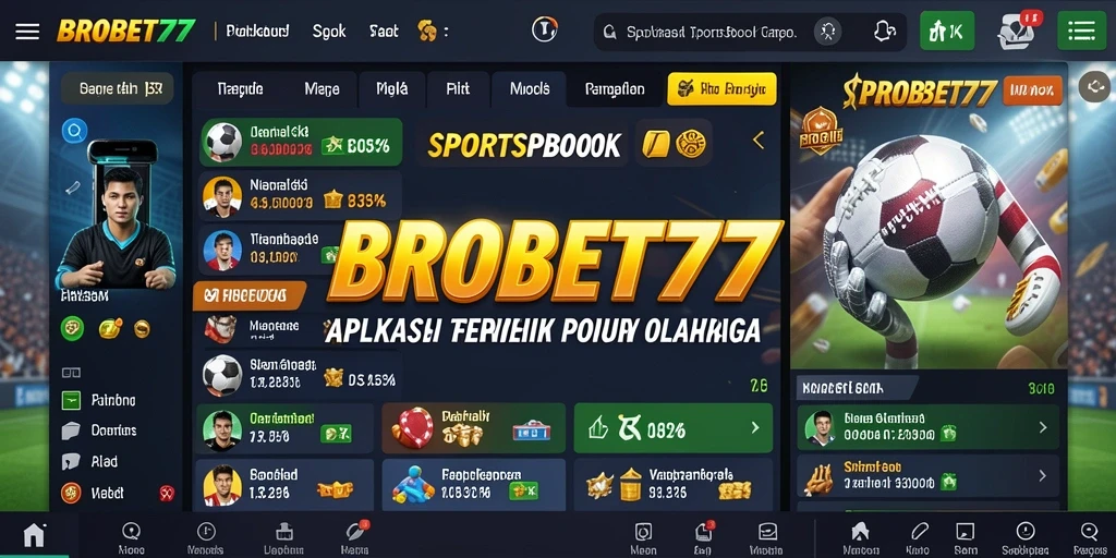Tampilan menarik dari antarmuka aplikasi BROBET77 saat taruhan olahraga.