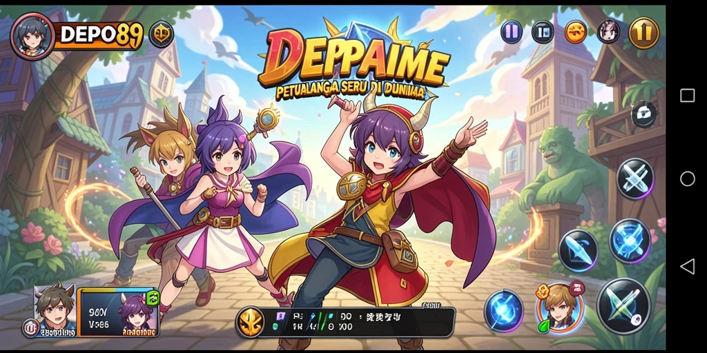Screenshot DEPO89 menampilkan karakter anime dalam misi petualangan yang seru.