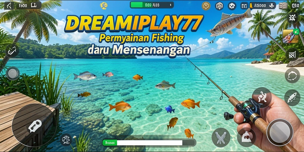 Screenshot gameplay menunjukkan serunya memancing di berbagai lokasi indah.