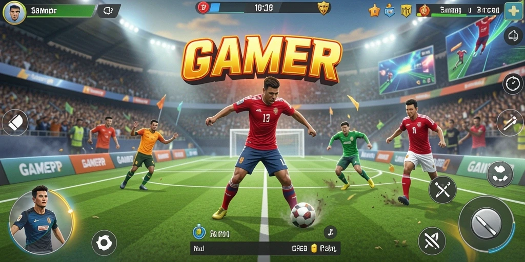 Tampilan gameplay menghadirkan aksi olahraga yang mendebarkan.