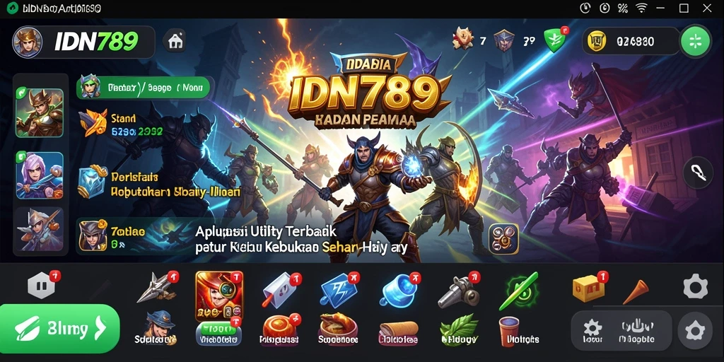 Tampilan antarmuka pengguna IDN789 dengan fitur utility yang lengkap dan menarik.