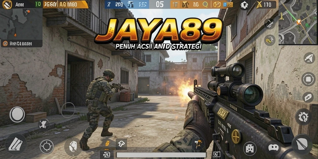 Tangkapan layar JAYA89 menunjukkan pertempuran FPS yang seru.