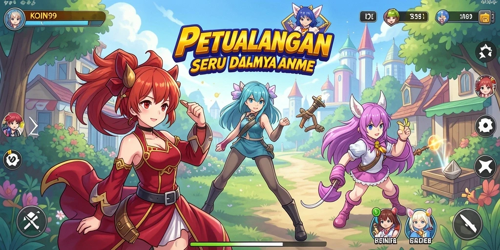 Tampilan gameplay yang imersif dengan karakter anime favorit.