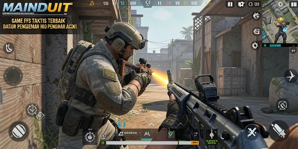 Tangkapan layar gameplay <strong>MAINDUIT</strong> dengan aksi menembak yang seru.