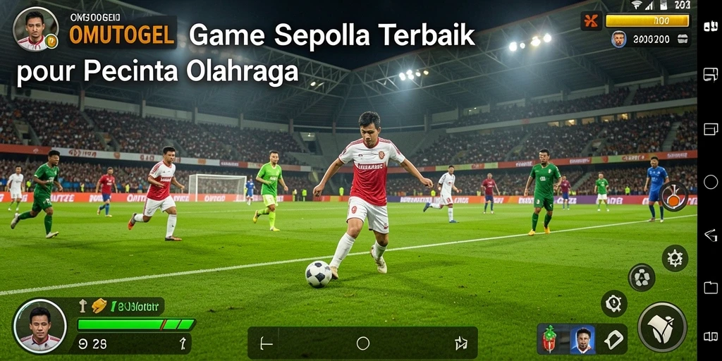 Tampilan gameplay seru OMUTOGEL dengan aksi sepak bola yang mendebarkan.