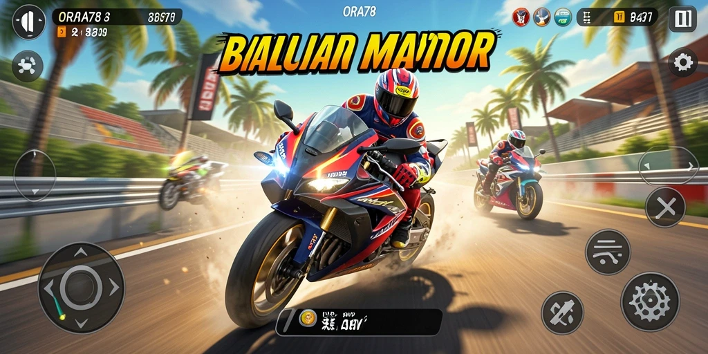 Tampilan menarik dari gameplay balapan motor ORA78.
