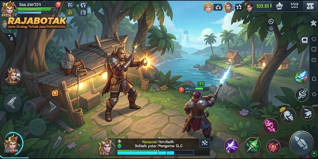 Screenshot gameplay RAJABOTAK menampilkan pertempuran strategis seru.