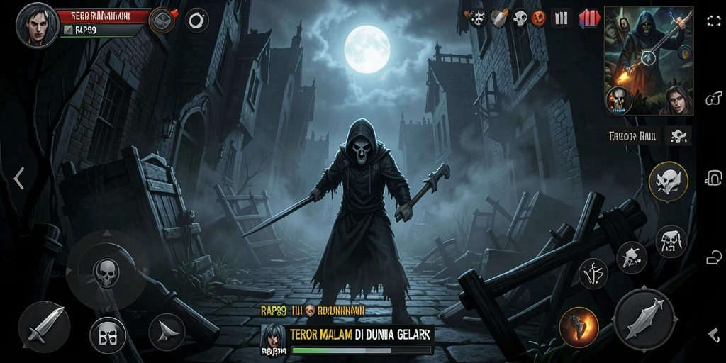 Screenshot gameplay menampilkan suasana Horror yang mencekam.