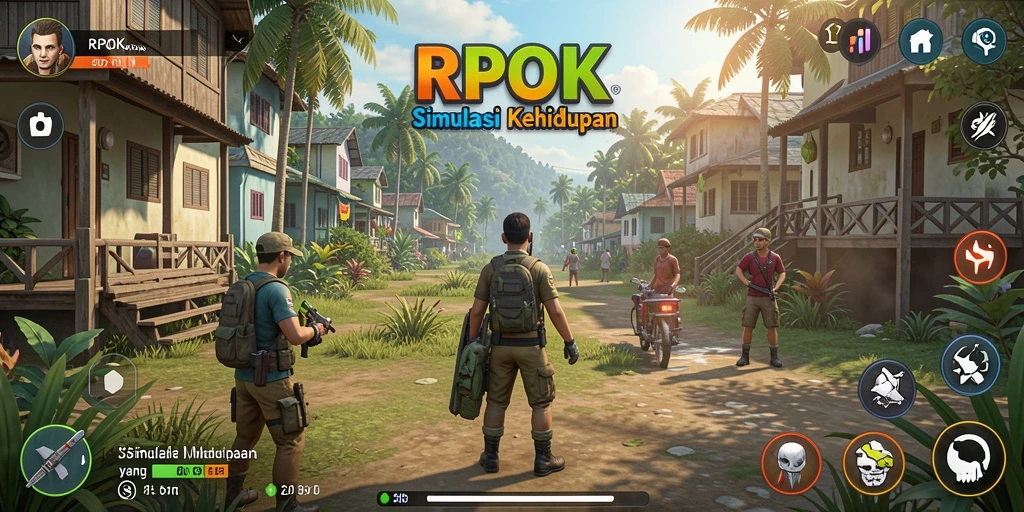 Tampilan gameplay RPOK dengan karakter dalam simulasi kehidupan.