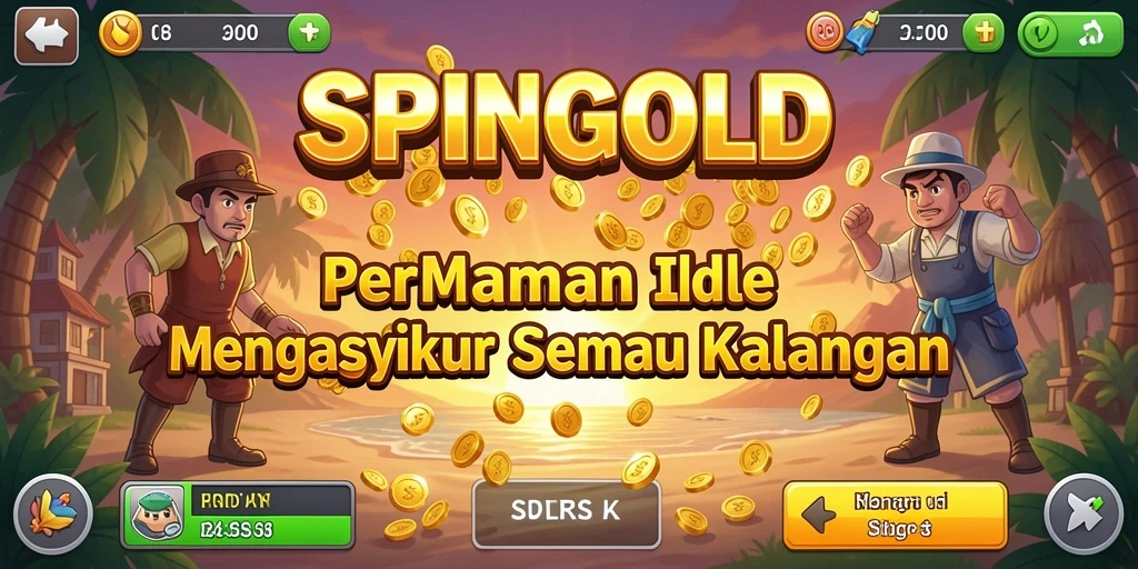 Tampilan permainan SPINGOLD dengan fitur gameplay Idle yang menarik.