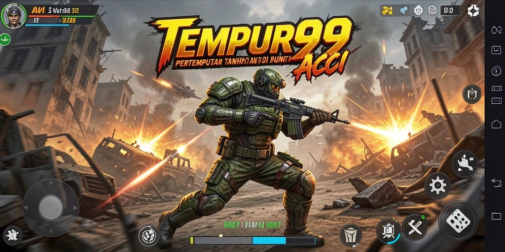 Screenshot TEMPUR99 menampilkan aksi pertempuran yang menegangkan dan mendebarkan.