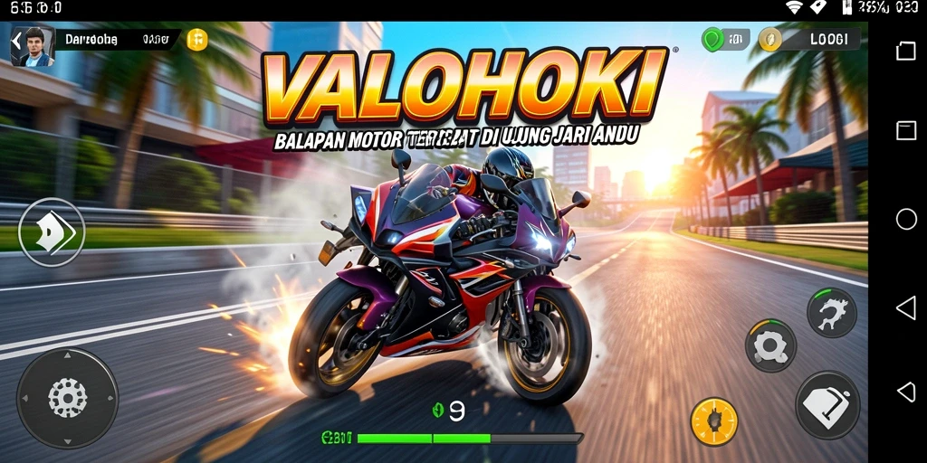 Tampilan gameplay seru dari VALOHOKI dengan balapan motor.